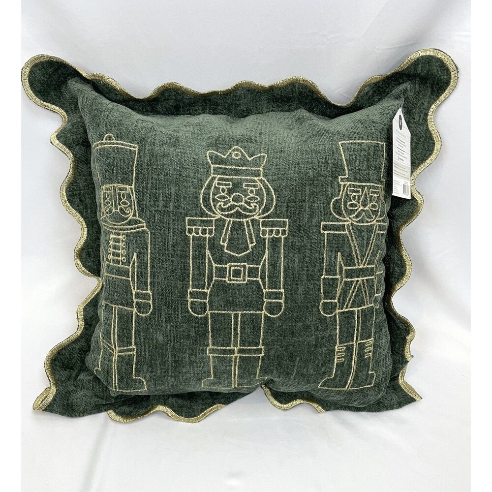 My Texas House Green Nutcraker Christmas Decorative Holiday Throw Pillow 18x18"